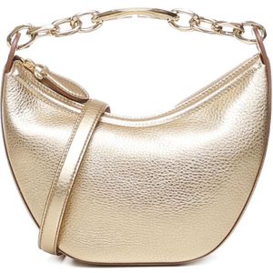 Valentino Garavani, Tassen, Dames, Beige, ONE Size, Leer, Gouden Mini Hobo VLogo Moon Tas