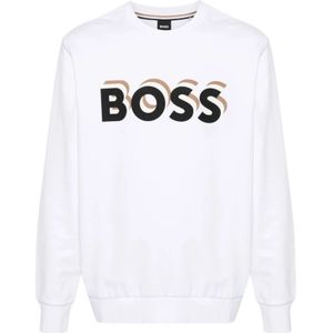 Hugo Boss, Sweatshirts & Hoodies, Heren, Wit, M, Katoen, Stijlvolle Jersey voor Heren