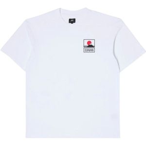 Edwin, Tops, Heren, Wit, L, Katoen, Sunset On Mt Fuji Grafisch T-shirt