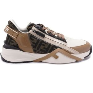 Fendi, Schoenen, Heren, Veelkleurig, 41 EU, Katoen, Flow Sneakers Monogram Design Rits Detail