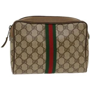 Gucci Vintage, Pre-owned, Dames, Beige, ONE Size, Tweed, Pre-owned Canvas gucci-bags