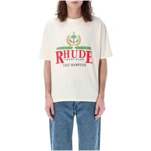 Rhude, Tops, Heren, Wit, S, Katoen, Vintage Wit East Hampton Crest T-Shirt