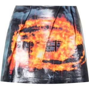 Diesel, Rok met Vlammenprint Veelkleurig, Dames, Maat:S