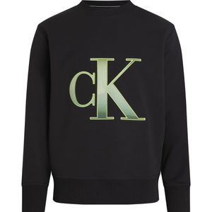 Calvin Klein, Truien, Heren, Zwart, M, Polyester, Zwarte Trui met Print