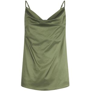 Jijil, Zijde Blend Militair Groene Tanktop Groen, Dames, Maat:2XS