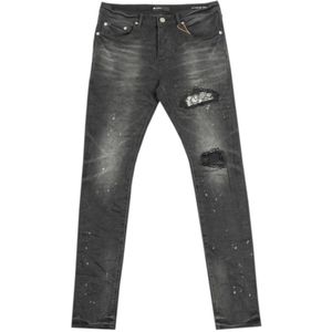 Purple Brand, Jeans, Heren, Zwart, W34, Katoen, Bandana Patch Slim-Fit Jeans