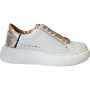 Alexander Smith, Schoenen, Dames, Wit, 39 EU, Leer, Eco-Greenwich Leren Sneaker Wit Goud