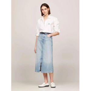 Tommy Hilfiger, Rokken, Dames, Blauw, S, Denim, Midi Straight Rok in Ash