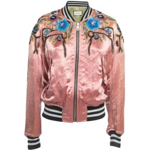 Gucci Vintage, Pre-owned, Dames, Roze, 38 EU, Satijn, Pre-owned Satin outerwear