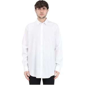 Moschino, Elegante Ontspannen Shirt met Subtiel Logo Wit, Heren, Maat:XL
