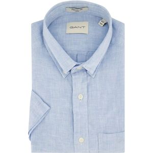 Gant, Overhemden, Heren, Blauw, XL, Leer, Casual overhemd korte mouw lichtblauw