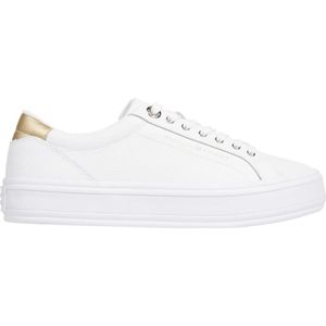 Tommy Hilfiger, Schoenen, Dames, Wit, 37 EU, Leer, Witte Leren Sneakers Essential Vulc