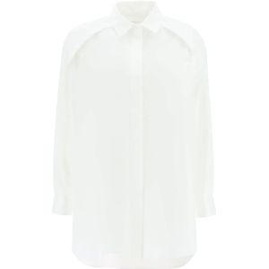 Sacai, Mouwloze Poplin Maxi Shirt Wit, Dames, Maat:S