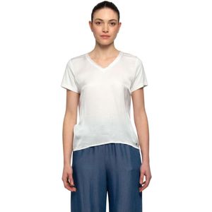 Kocca, Tops, Dames, Wit, L, V-hals Korte Mouw Viscose T-shirt