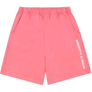 Sporty & Rich, Korte broeken, Dames, Roze, XS, Katoen, Logo Gym Shorts Katoen Wit