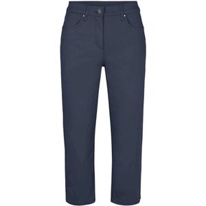 LauRie, Marineblauwe Capri Broek met Elastische Taille Blauw, Dames, Maat:5XL