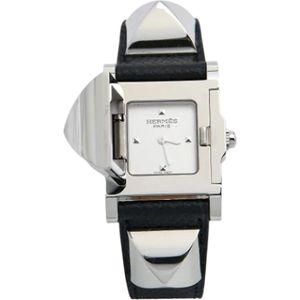Hermès Vintage, Pre-owned, Dames, Grijs, ONE Size, Pre-owned Stainless Steel watches