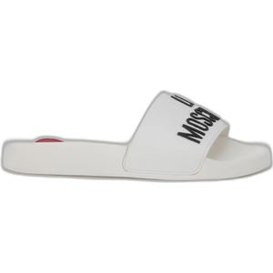 Love Moschino, Witte rubberen zool slippers Wit, Dames, Maat:41 EU