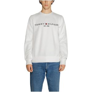 Tommy Hilfiger, Sweatshirts & Hoodies, Heren, Wit, M, Katoen, Biologisch Katoen Heren Logo Sweatshirt