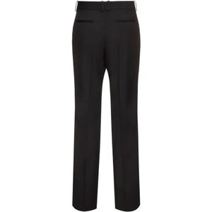 Saint Laurent, Broeken, Dames, Zwart, S, Leer, Getailleerde Broek