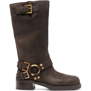 Michael Kors, Schoenen, Dames, Bruin, 36 EU, Suède, Bruine Suède Kuitlaarzen