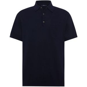 Boggi Milano, Katoenen Crêpe Gebreid Poloshirt Blauw, Heren, Maat:2XL