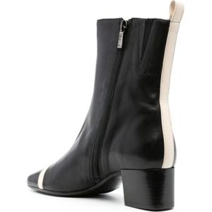 Carel, Schoenen, Dames, Zwart, 39 EU, Leer, Zwart/Wit Leren Middelhoge Laarzen