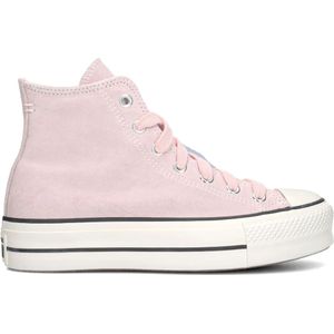 Converse, Schoenen, Dames, Roze, 38 EU, Suède, Roze Suède Hoge Top Lift Platform Sneakers