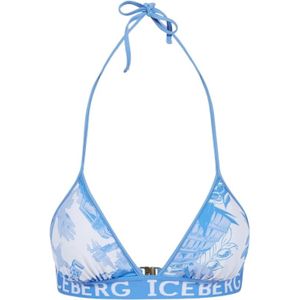 Iceberg, Badkleding, Dames, Blauw, M, Polyester, Roma Print Bikini Top