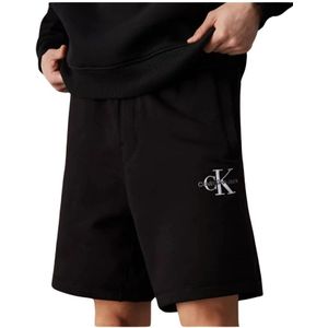 Calvin Klein, Korte broeken, Heren, Zwart, S, Katoen, Zwarte Katoenen Shorts - Rechte pasvorm