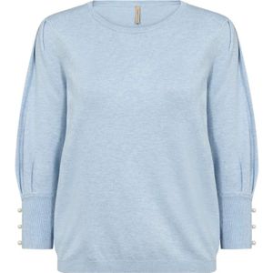 Soyaconcept, Truien, Dames, Blauw, M, Nylon, Parel Detail Blauwe Trui