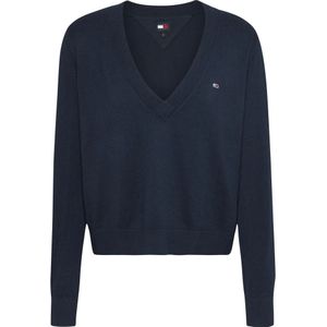 Tommy Jeans, Truien, Dames, Blauw, M, Katoen, Blauwe Slim Fit Sweater Lente/Zomer