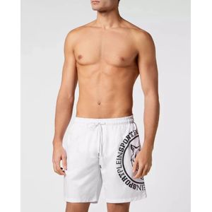 Plein Sport, Badkleding, Heren, Wit, M, Polyester, Witte Carbon Tiger Zwemshorts