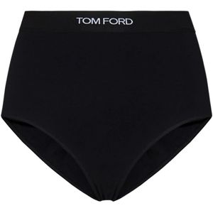 Tom Ford, Zwarte onderbroek met geribbelde tailleband Zwart, Dames, Maat:M