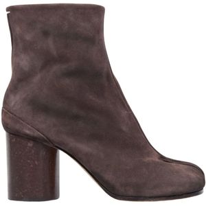 Maison Margiela, Schoenen, Dames, Bruin, 35 EU, Leer, Suede Tabi Enkellaarzen