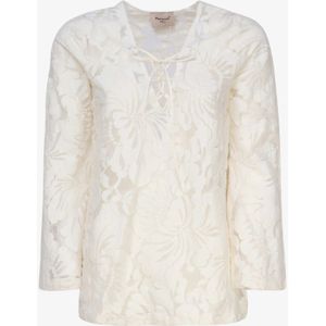 Mariuccia Milano, Witte Bloemen Tuniek Sweater Italiaanse Stof Wit, Dames, Maat:S