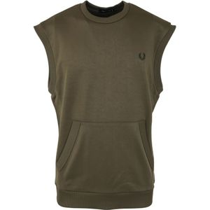 Fred Perry, Tricot Tank Top Groen, Heren, Maat:XL