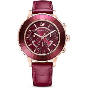 Swarovski, Luxe Quartz Chrono Horloge Rood, Dames, Maat:ONE Size