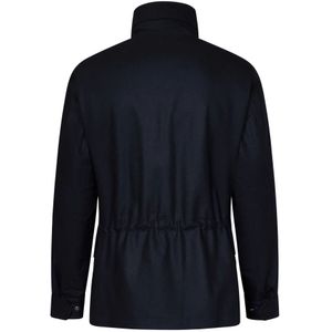 Boglioli, Jassen, Heren, Blauw, L, Wol, Blauwe Wol Kasjmier Field Jacket