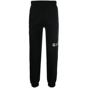 Givenchy, Zwarte Logo-Print Track Pants Zwart, Heren, Maat:L
