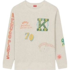 Kenzo, Truien, Heren, Grijs, S, Katoen, Retro-geïnspireerde Drawn Varsity Sweatshirt