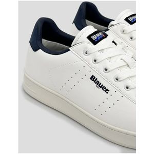 Blauer, Schoenen, Heren, Veelkleurig, 45 EU, Grant Witte Sneaker met Blauwe Hiel