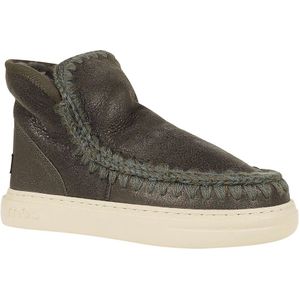 Mou, Schoenen, Dames, Groen, 37 EU, Gedurfd Metallic Zwart Olijf Sneaker