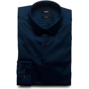 Boss, Italiaans Stretch Overhemd Blauw, Heren, Maat:M