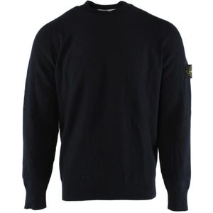 Stone Island, Truien, Heren, Blauw, L, Katoen, Blauwe Katoenen Sweater 8015536b 4 v 0020