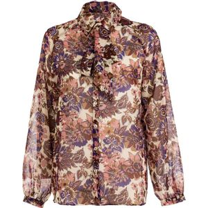 Liu Jo, Blouses & Shirts, Dames, Veelkleurig, S, Polyester, Winter Fleur Multicolor Lange Mouw Shirt