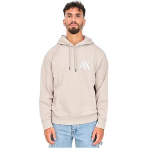 Armani Exchange, Sweatshirts & Hoodies, Heren, Beige, L, Katoen, Beige hoodie met geborduurd logo