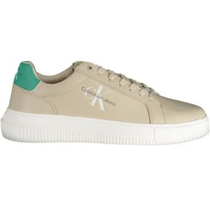 Calvin Klein, Schoenen, Heren, Beige, 40 EU, Sportieve Beige Veterschoenen met Logo Print