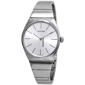 Calvin Klein, Accessoires, Heren, Grijs, ONE Size, Elegante Zilveren Quartz Horloge voor Heren