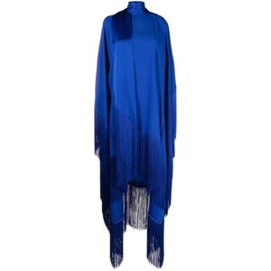 Taller Marmo, Kleedjes, Dames, Blauw, ONE Size, Blauwe Crepe Textuur Shift Jurk met Sjaal Detail